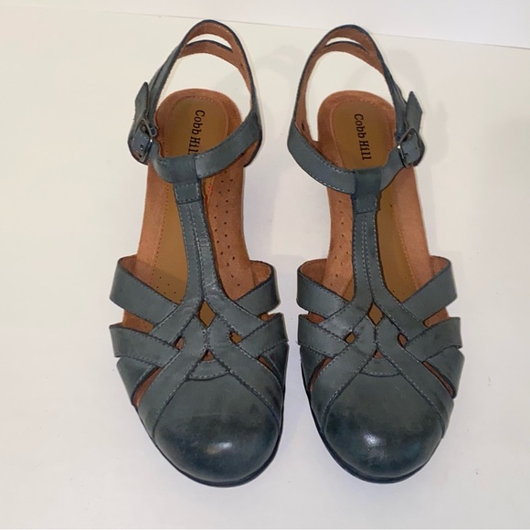 Cobb Hill Aubrey Gray Leather Cushioned Comfort Slingback Pumps - Picture 5 of 16